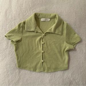 american threads green terry crop top - S